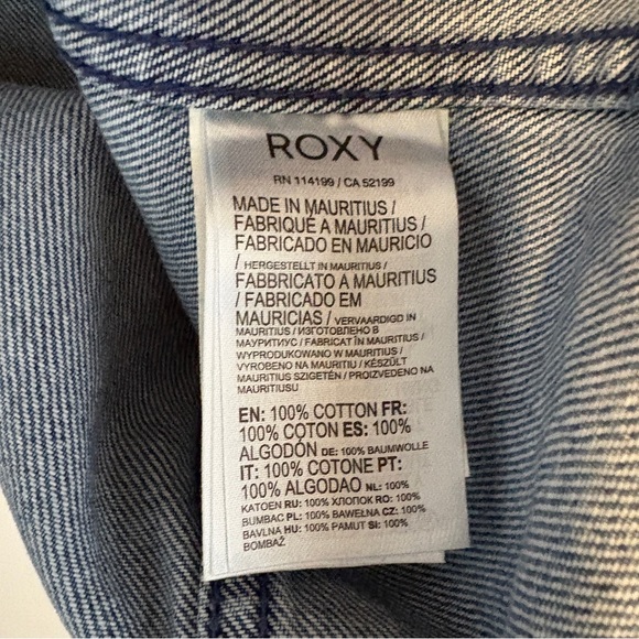 NWT Womens XS Dark Blue Roxy Mountain Roads Four Pocket Denim Jean Jacket Coat - Picture 7 of 7